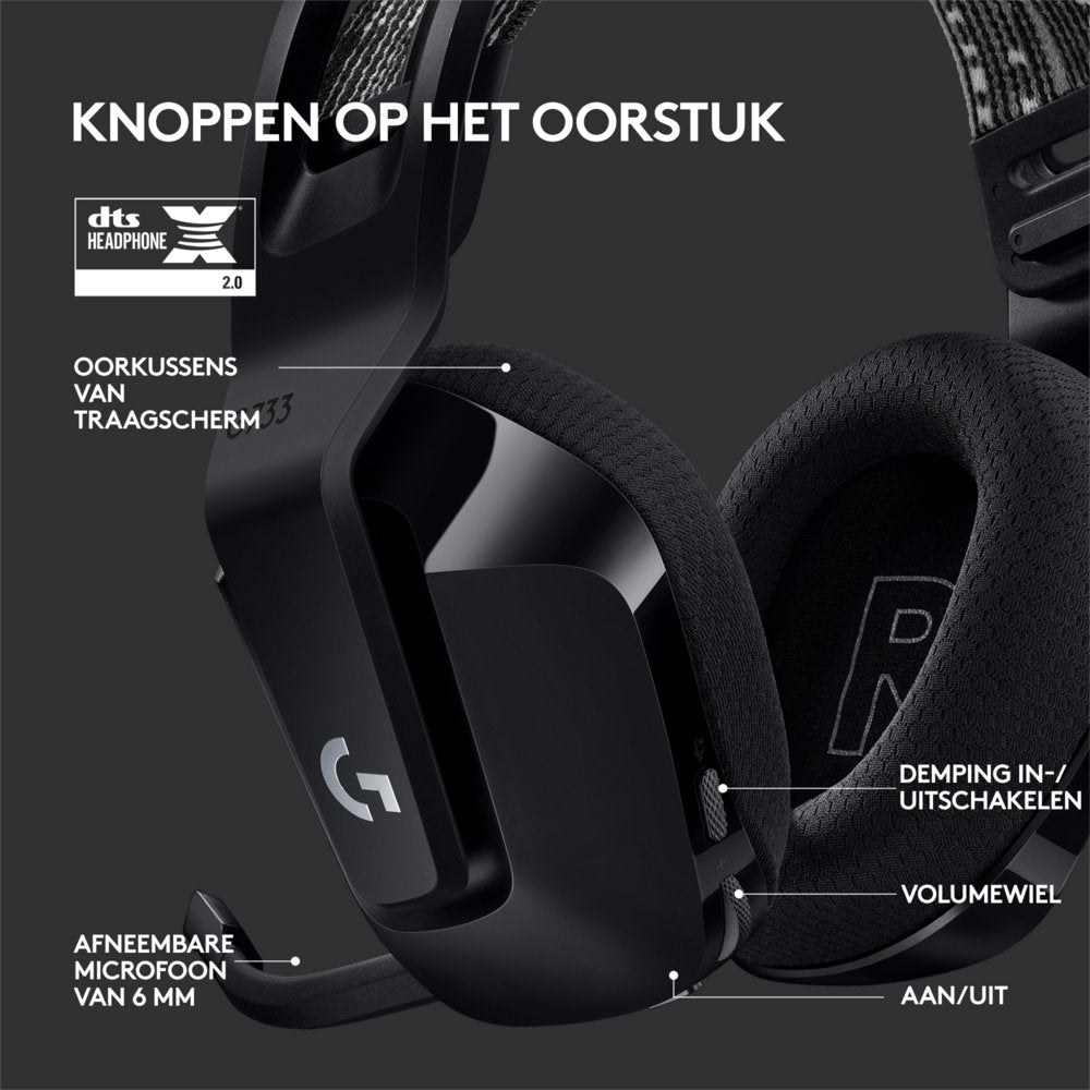 Logitech G G733 LIGHTSPEED Wireless Gaming Headset | RGB | Zwart - Matmuis