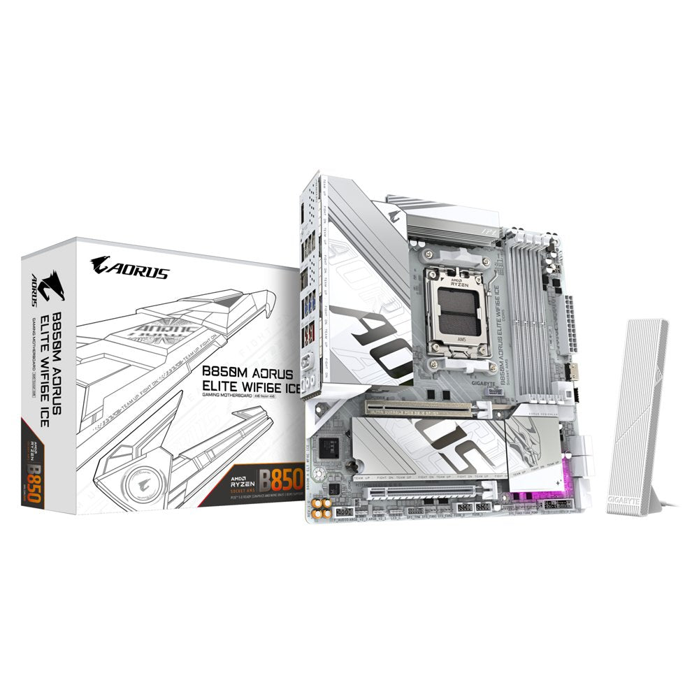 Gigabyte B850M AORUS ELITE WIFI6E ICE | Socket AM5 | AMD B850 | 4xDDR5 | Micro ATX | Moederbord - Matmuis - Matmuis