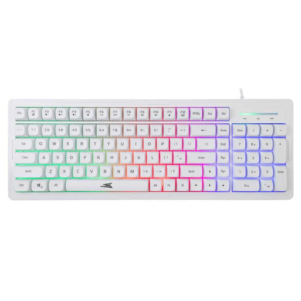 Baracuda ORCA RGB | Bekabeld Gaming Toetsenbord inclusief Muis | QWERTY | Wit - Matmuis