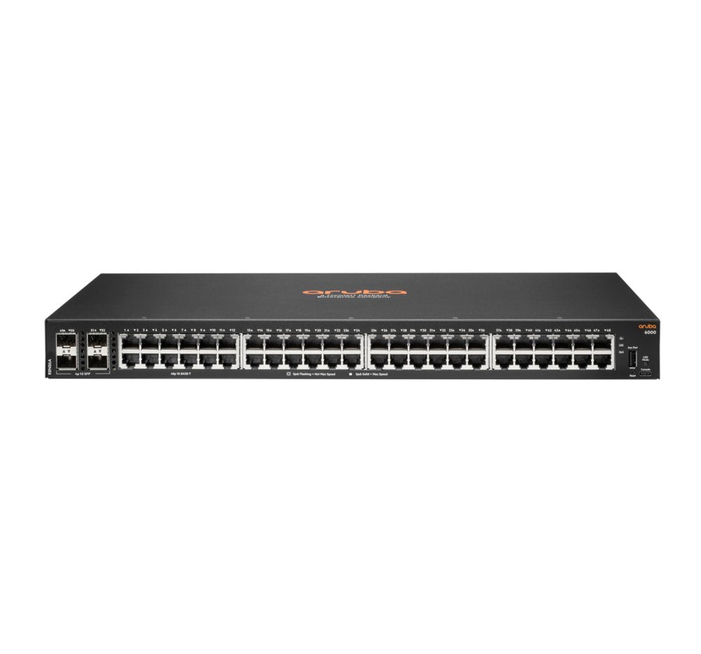Aruba 6000 48G 4SFP | Managed L3 Switch | 48x Gigabit Ethernet | 4x SFP | 1U Rackmount - Matmuis