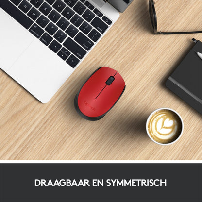 Logitech M171 | Draadloze Muis | Links- en Rechtshandig | RF | 1000 DPI | Rood/Zwart - Matmuis - Matmuis