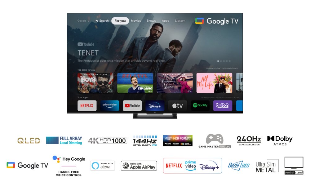 TCL 55C749 | 55'' Ultra HD 4K | QLED Smart TV | Wifi | Google TV | Local Dimming | Dolby Vision | 144Hz - Matmuis - Matmuis