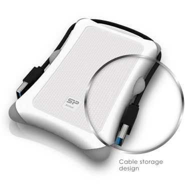 Silicon Power Armor A30 | 2TB Rugged Portable Hard Drive | Schokbestendig (MIL-STD-810G) | USB 3.2 Gen 1 (USB 3.0) | Wit/Grijs - Matmuis