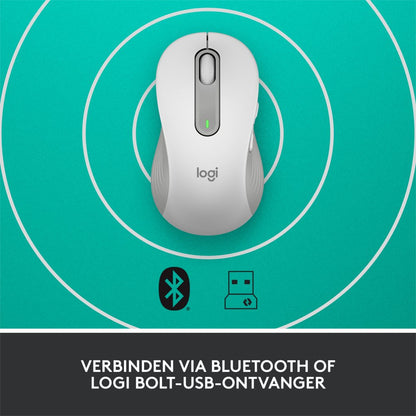 Logitech Signature M650 | Draadloze Muis | Linkshandig | RF + Bluetooth | 2000 DPI | Wit - Matmuis - Matmuis