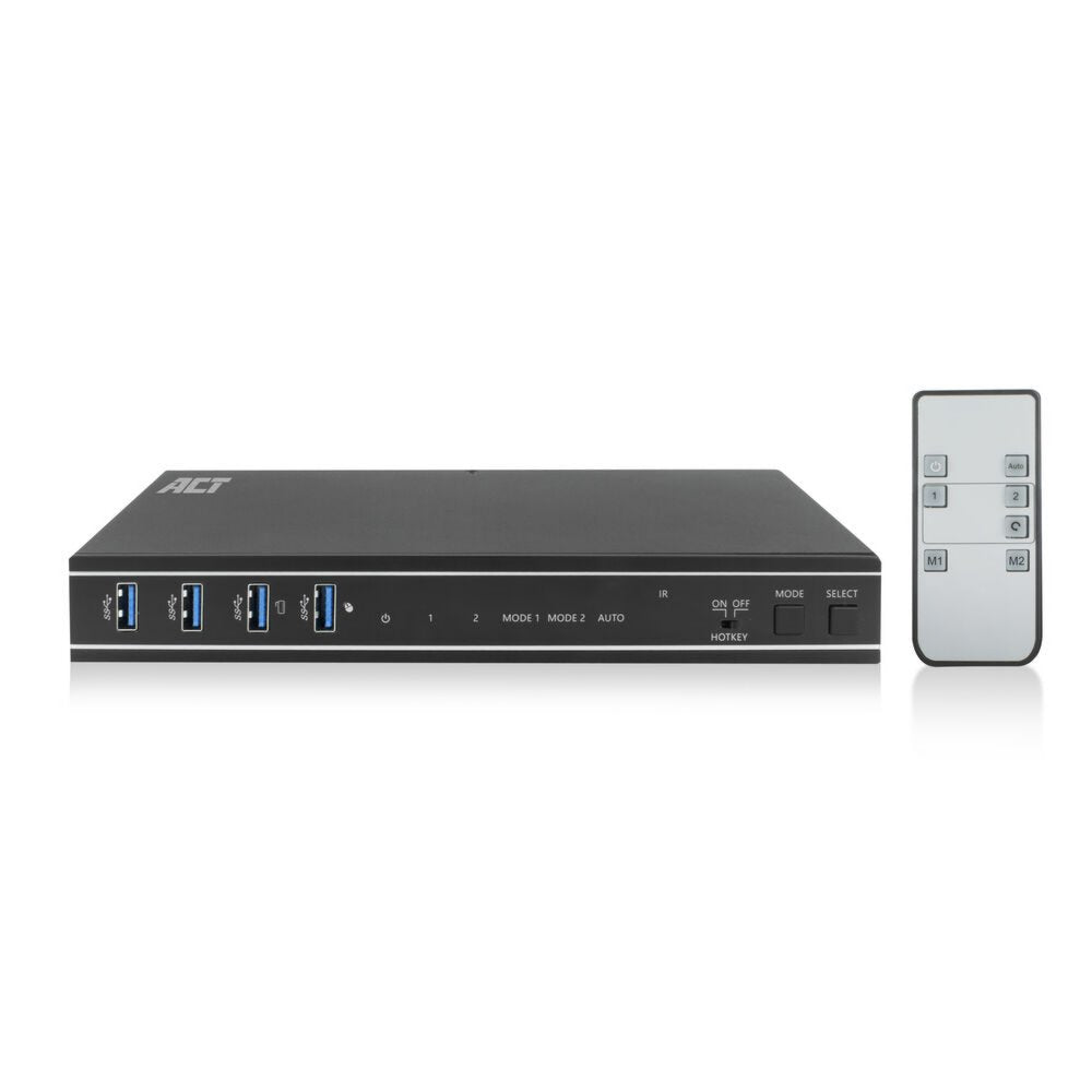 ACT AC7914 | KVM-Switch | 2-Poorts Dual HDMI | 4K@60Hz | USB 3.2 Gen1 | RS-232 | Zwart - Matmuis