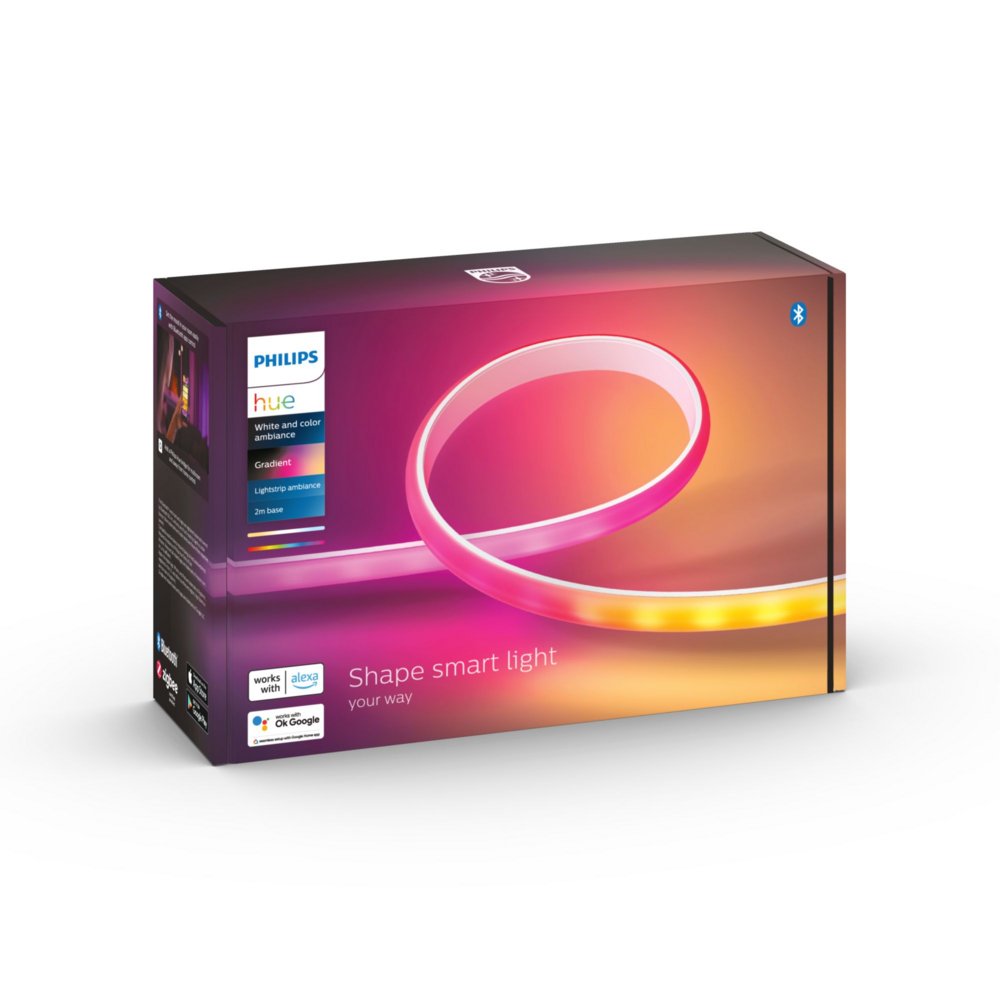Philips Hue Gradient Lightstrip | Basispakket | 2 meter | RGBIC | EU/UK stekker | Bluetooth & Zigbee - Matmuis - Matmuis