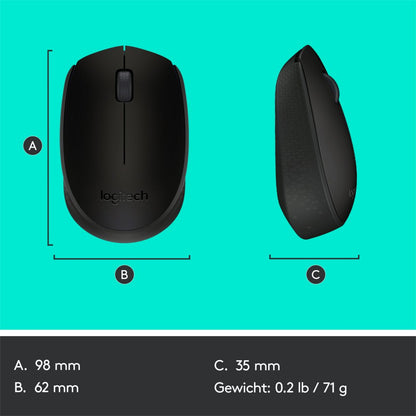 Logitech M171 | Draadloze Muis | Links- en Rechtshandig | RF | 1000 DPI | Zwart - Matmuis - Matmuis
