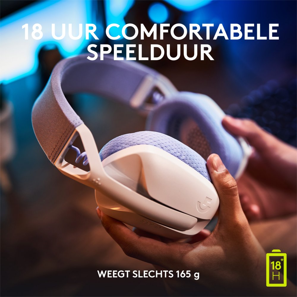 Logitech G G435 | Draadlooze Over-ear Gaming Headset | Bluetooth & USB-A Receiver | Wit/Lilac - Matmuis - Matmuis