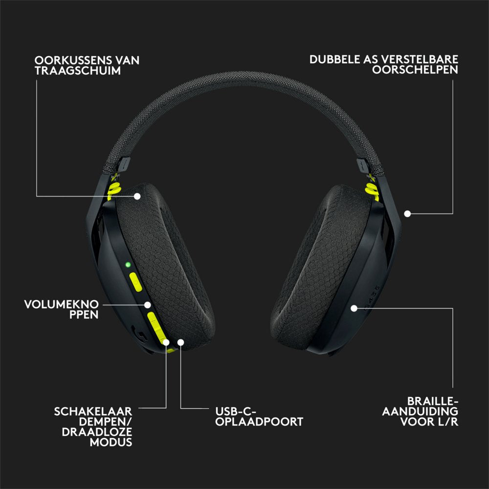 Logitech G435 Wireless Gaming Headset | Bluetooth & Lightspeed | Hoofdband | Zwart - Matmuis - Matmuis
