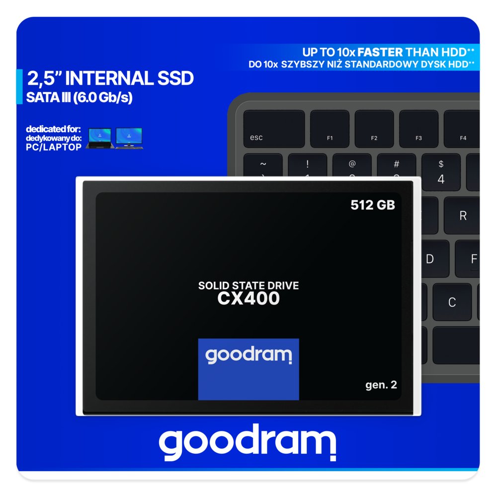Goodram CX400 | 512GB SATA SSD | 2.5'' | 550MB/s Lezen | 500MB/s Schrijven - Matmuis