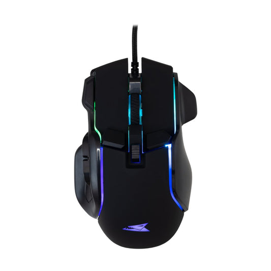 Baracuda PIRANHA RGB | Bedrade Gaming Muis | USB-A | 7200 DPI | Zwart - Matmuis