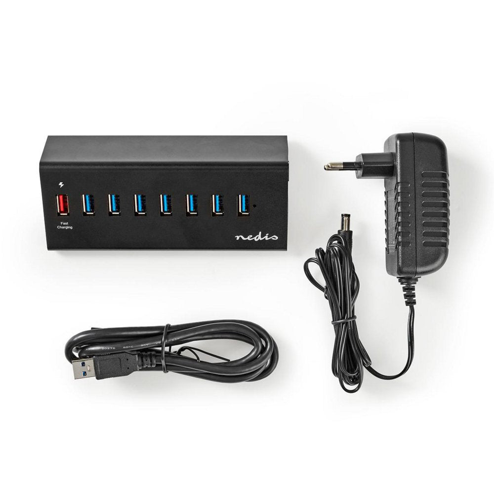 Nedis UHUBUP3810BK interface hub USB 3.2 Gen 1 (3.1 Gen 1) | 8 poorten | Zwart - Matmuis