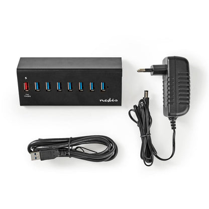 Nedis UHUBUP3810BK interface hub USB 3.2 Gen 1 (3.1 Gen 1) | 8 poorten | Zwart - Matmuis