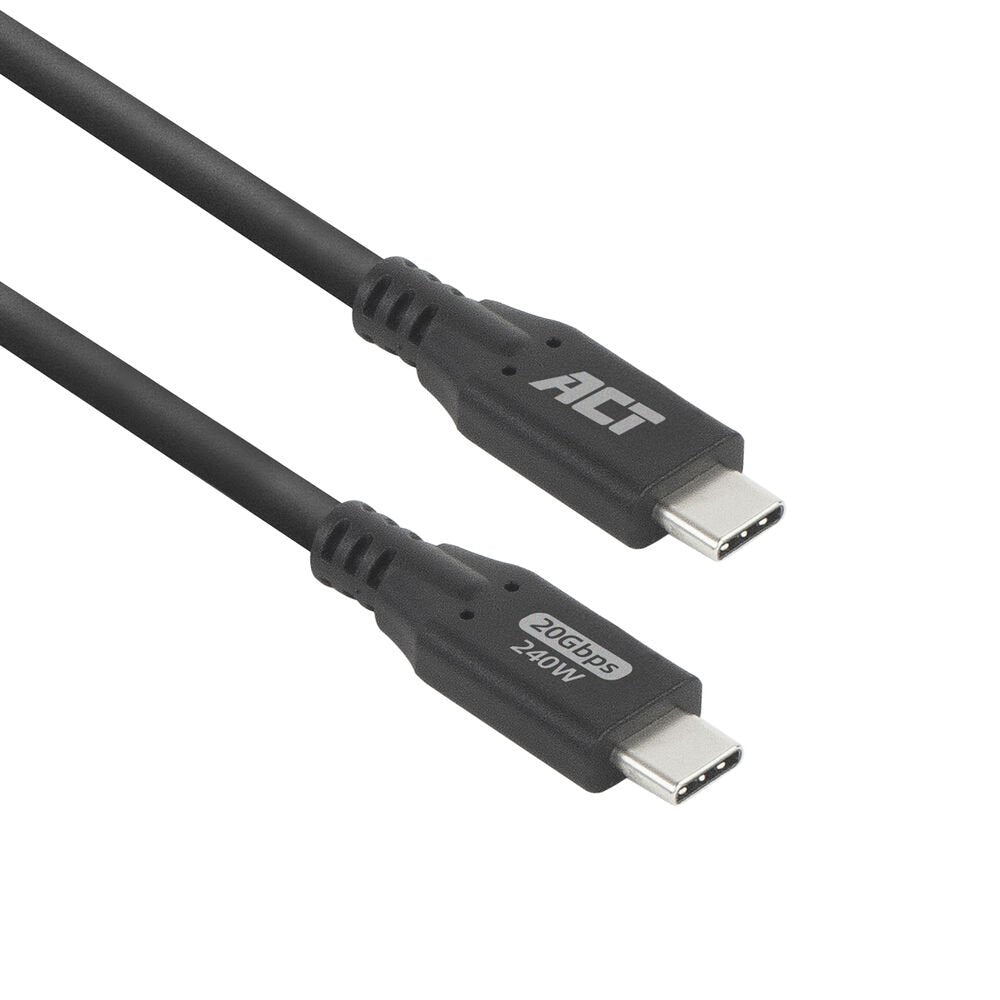 ACT | USB4 Kabel | 20Gbps | 240W | USB-C naar USB-C | 0,5m | Zwart - Matmuis - Matmuis