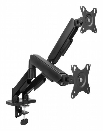 ACT AC8314 Monitorarm Essentials | Verstelbare Monitor-bureaubeugel | Tot 35" | Max 2x 9 kg | VESA 75x75 / 100x100 | 2 Monitoren | Gasveer - Matmuis - Matmuis