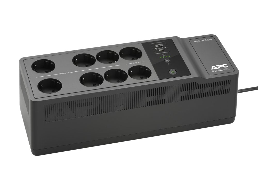 APC Back-UPS BE850G2-GR | 850 VA | 8 Schuko Stopcontacten (6 op Accu) | USB Type-A & C | AVR Spanningstabilisatie | Bescherming tegen Stroomstoringen - Matmuis