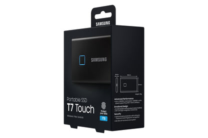 Samsung T7 Touch | Externe SSD | 1TB | USB 3.2 Gen2 | 1050 MB/s | Wachtwoordbeveiliging | Zwart | Compact en Veilig