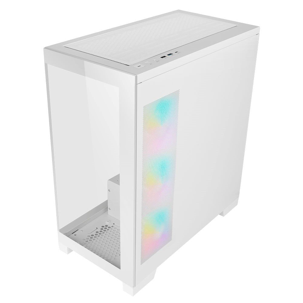 Case Azza Cove | Midi Tower | RGB | Tempered Glass | Wit - Matmuis