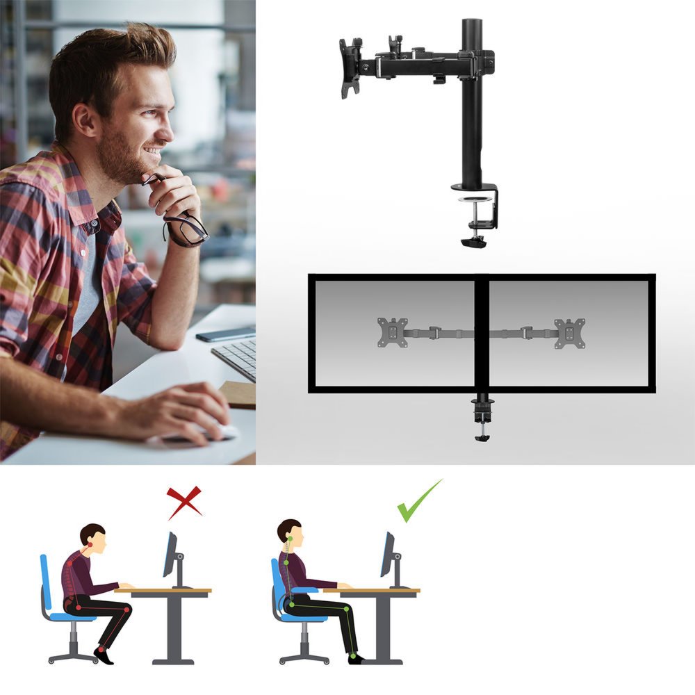 ACT AC8326 | Verstelbare Monitor-bureaubeugel | Tot 32" | Max 12kg | VESA 100x100 | 2 Monitoren | OPEN BOX - Matmuis