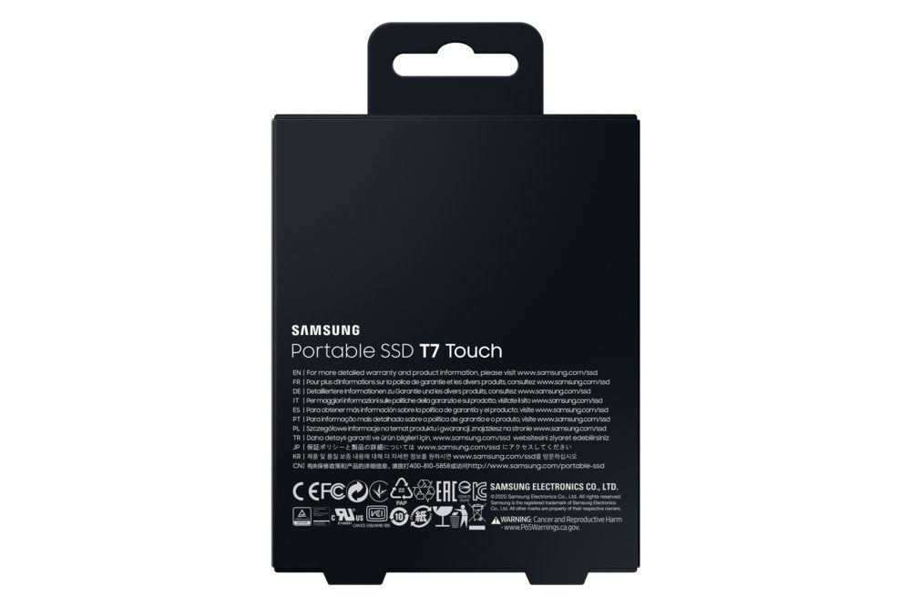 Samsung T7 Touch | Externe SSD | 1TB | USB 3.2 Gen2 | 1050 MB/s | Wachtwoordbeveiliging | Zwart | Compact en Veilig