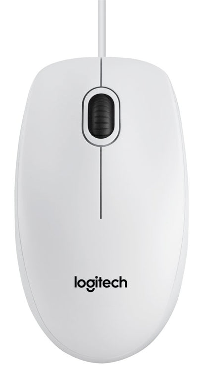 Logitech B100 | Bekabelde Muis | Links- en Rechtshandig | USB-A | 800 DPI | Wit - Matmuis - Matmuis