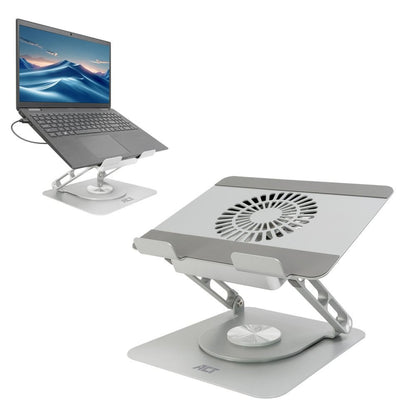 ACT AC8106 | 360° Draaibare Laptopstandaard | Met Ventilator | Traploos Verstelbaar - Matmuis