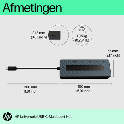 HP Universal Multiport Hub | USB-C | Zwart - Matmuis - Matmuis