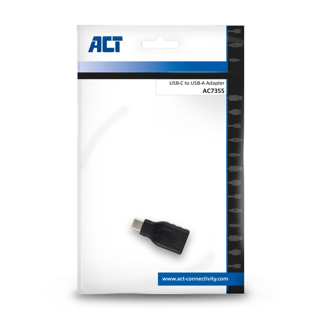 ACT kabel-tussenstuk | USB-A naar USB-C | Zwart | AC7355 - Matmuis - Matmuis