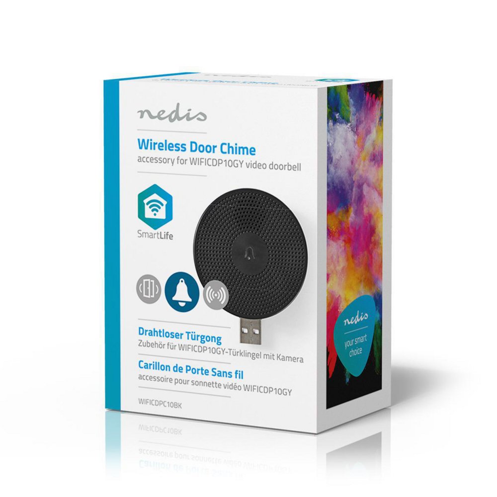 Nedis WIFICDPC10BK | Draadloze deurbelontvanger | USB-gevoed | 433 MHz | 80 dB | Zwart - Matmuis