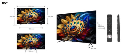 TCL 85C69B 85" | 4K Ultra HD QLED Smart TV | Google TV + Wifi | Dolby Vision | Quantum Dot met Levendige Kleuren | 60Hz - Matmuis - Matmuis