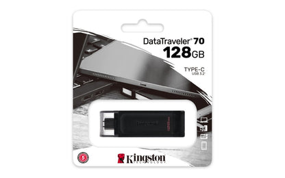 Kingston DataTraveler 70 | 128GB USB-C 3.2 Flash Drive | Zwart - Matmuis - Matmuis
