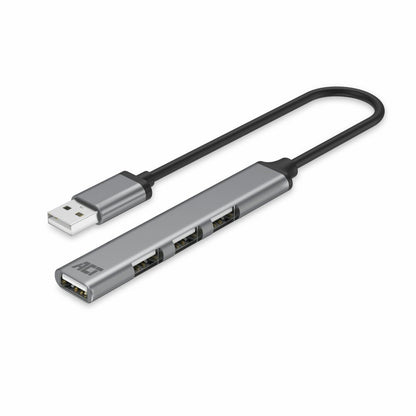 ACT AC6225 | USB 2.0 Interface Hub | 480 Mbit/s | Grijs - Matmuis - Matmuis