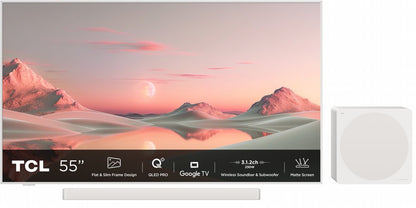 TCL NXTFRAME 55A300PRO | 55" 4K Ultra HD QLED Smart TV | Google TV | Wifi Soundbar & Subwoofer | Dolby Vision IQ | 120Hz Refurbished - Matmuis