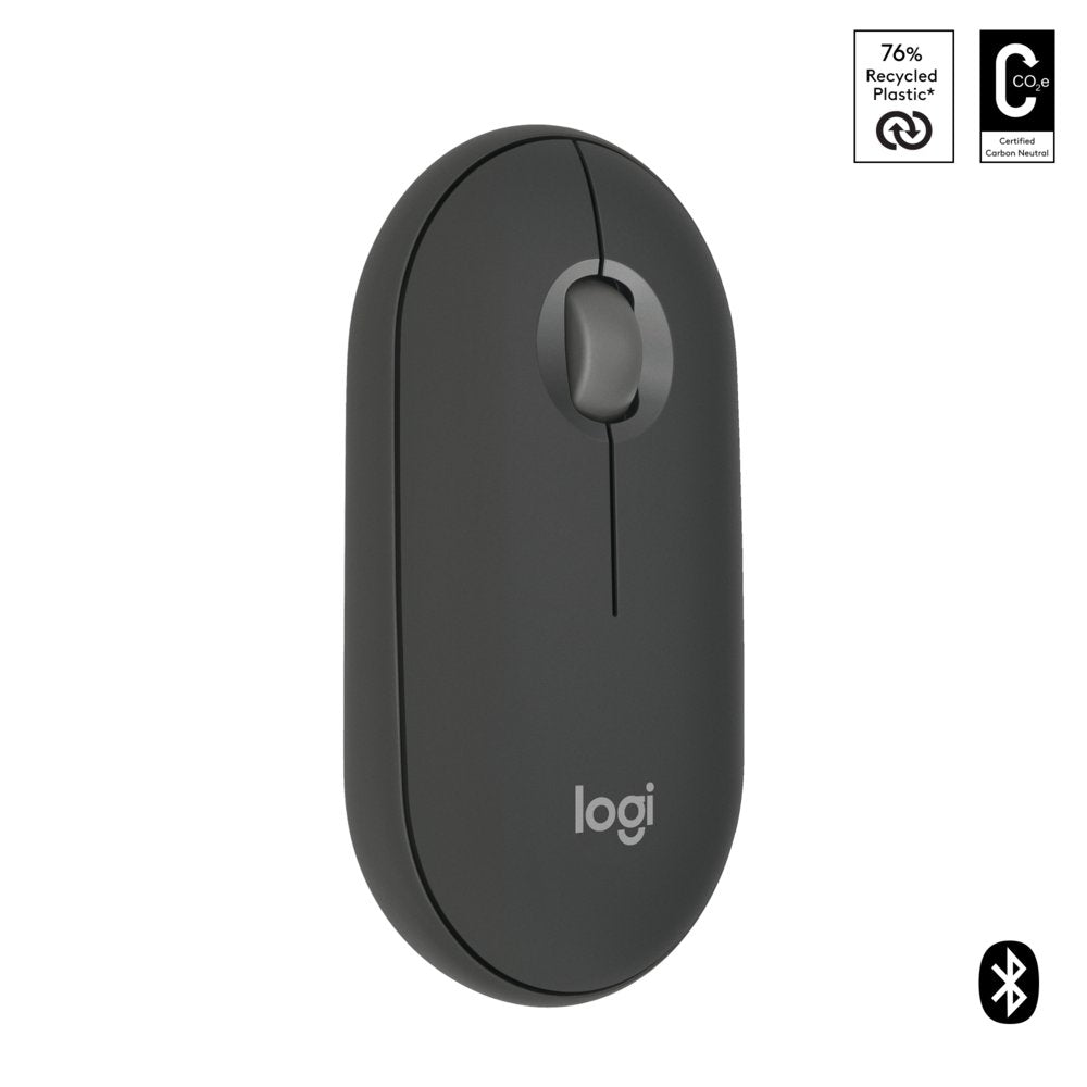 Logitech Pebble 2 M350s | Draadloze Muis | Links- en Rechtshandig | RF + Bluetooth | 4000 DPI | Grafiet - Matmuis - Matmuis