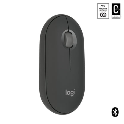 Logitech Pebble 2 M350s | Draadloze Muis | Links- en Rechtshandig | RF + Bluetooth | 4000 DPI | Grafiet - Matmuis - Matmuis
