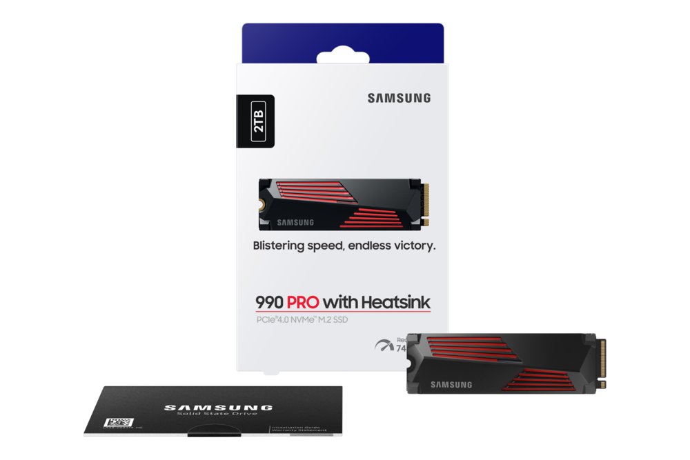Samsung 990 PRO | 2TB NVMe SSD | M.2 Gen4 | 7.450 MB/s Lezen | 6.900 MB/s Schrijven | Heatsink
