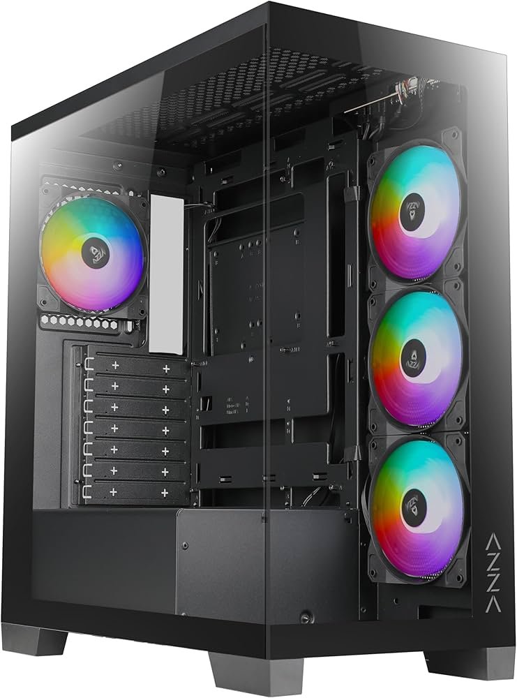 Case Azza Cove | Midi Tower | RGB | Tempered Glass | Zwart - Matmuis