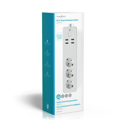 Nedis | Wi-Fi Slimme Stekkerdoos | 4 Stopcontacten | 2 USB-poorten | Wit - Matmuis