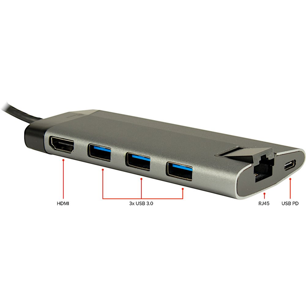 Inter-Tech GDC-802 | Docking Station | USB-C 3.2 Gen 1 | Grijs - Matmuis - Matmuis