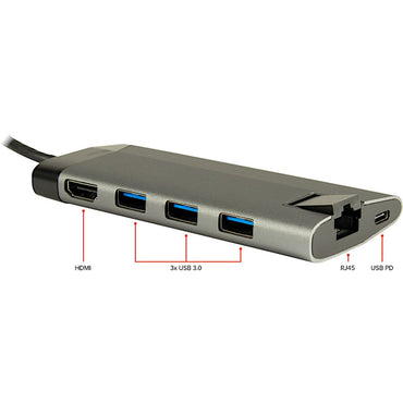 Inter-Tech GDC-802 | Docking Station | USB-C 3.2 Gen 1 | Grijs - Matmuis - Matmuis