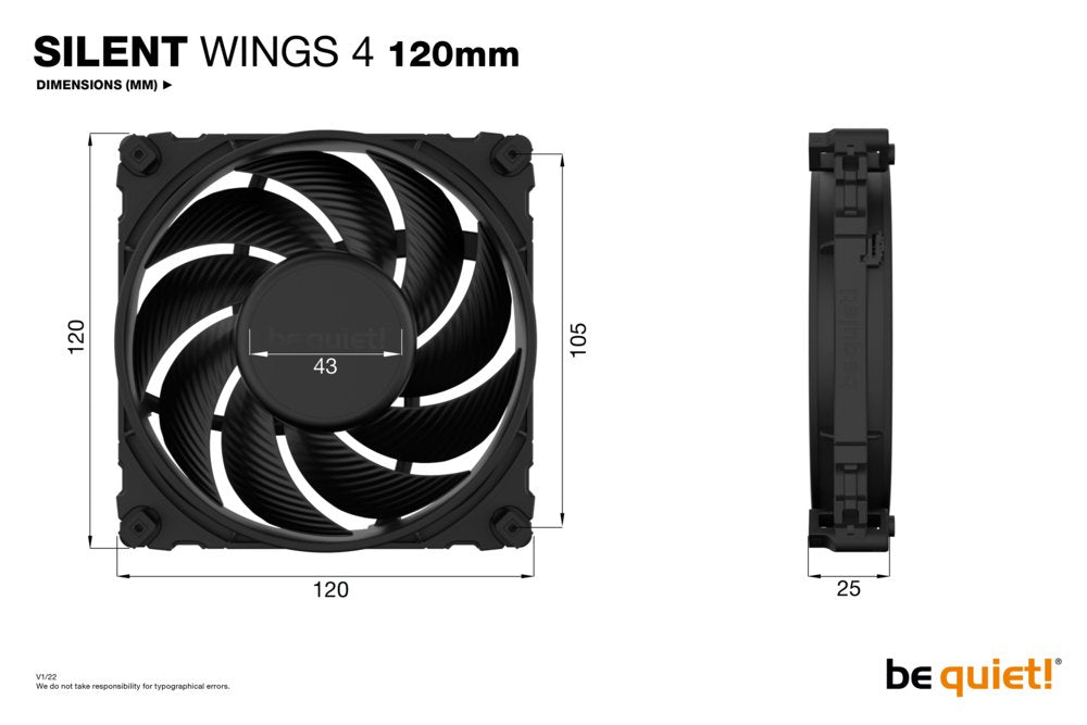 be quiet! Silent Wings 4 | 120mm Behuizingsventilator | Zwart | Single Pack (1 stuk) - Matmuis - Matmuis