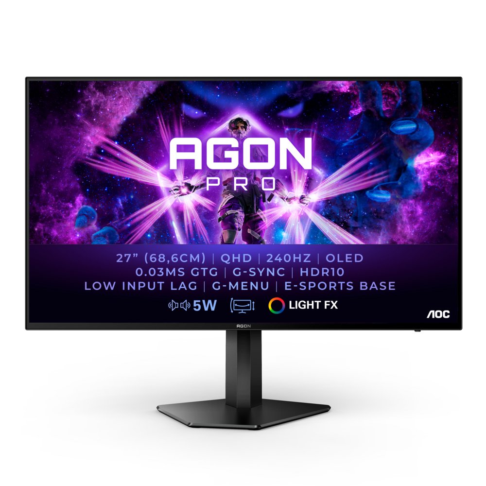 AOC AGON PRO AG276QZD 27" | 2560x1440 QHD OLED | 240Hz | 0.03ms | HDR10 | G-Sync Compatible | Gaming Monitor | Open Box - Matmuis