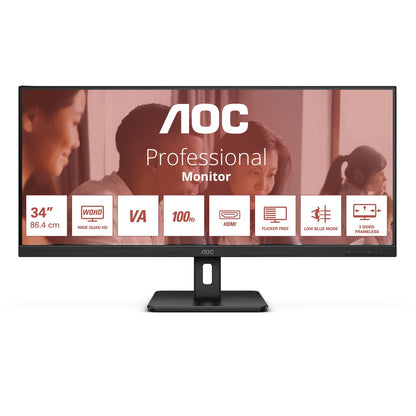 AOC U34E2M 34" | UWQHD 3440x1440 | VA | 100Hz | 4ms | Ultrawide Monitor | Zwart - Matmuis