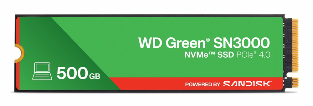 Western Digital Green SN3000 QLC | 500GB NVMe SSD | M.2 Gen4 | 5.000MB/s Lezen | 4.100MB/s Schrijven - Matmuis