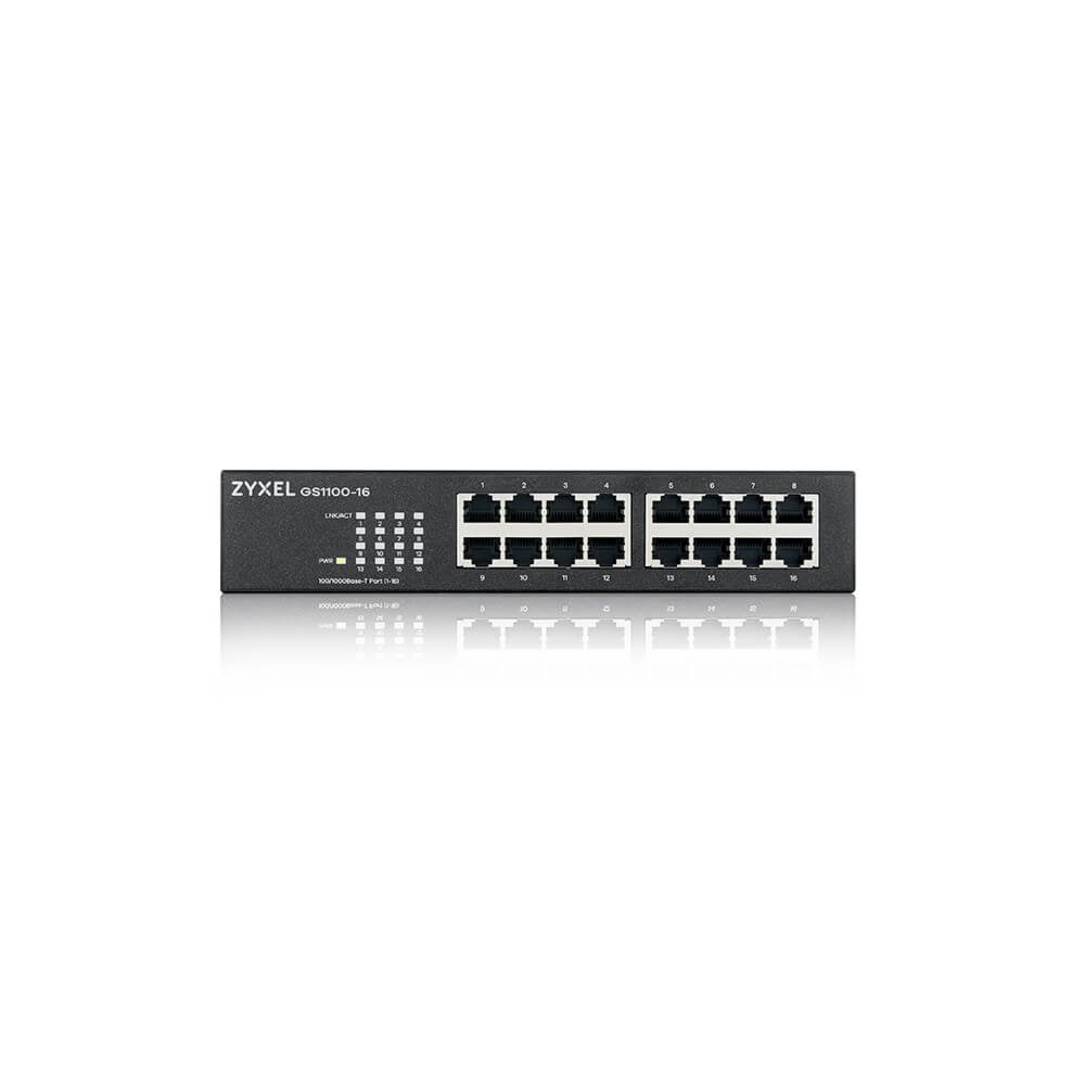Zyxel GS1100-16 | Unmanaged Switch | 16-poorts Gigabit Ethernet | Zwart - Matmuis