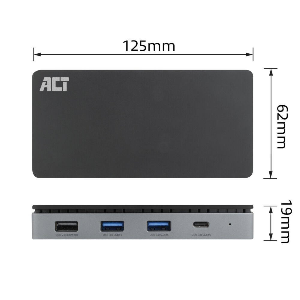 ACT AC7093 | USB-C 4K Docking Station | 2x HDMI + Ethernet + USB-C/USB-A + PD | 1m Kabel - Matmuis - Matmuis