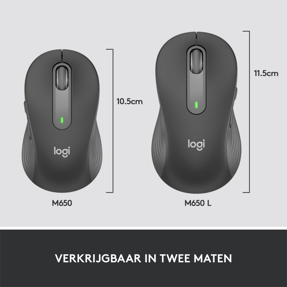 Logitech Signature M650 | Draadloze Muis | RF-Draadloos + Bluetooth | 1000 DPI | Grafiet - Matmuis - Matmuis