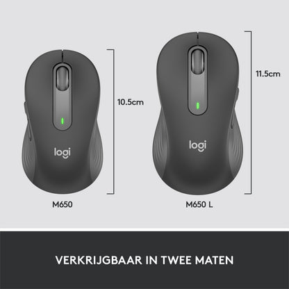 Logitech Signature M650 | Draadloze Muis | RF-Draadloos + Bluetooth | 1000 DPI | Grafiet - Matmuis - Matmuis