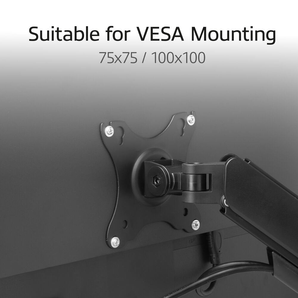 ACT AC8314 Monitorarm Essentials | Verstelbare Monitor-bureaubeugel | Tot 35" | Max 2x 9 kg | VESA 75x75 / 100x100 | 2 Monitoren | Gasveer | OPEN BOX
