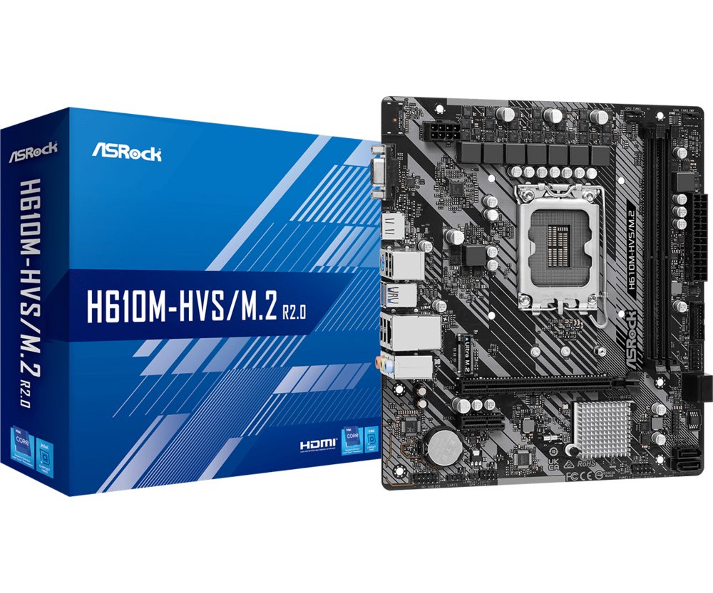 Asrock H610M-HVS/M.2 R2.0 | Socket LGA 1700 | Intel H610 | 4xDDR4 | Micro-ATX | Moederbord - Matmuis - Matmuis